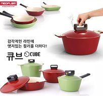 Neoflam Cube 24cm Casserole Pot with Ecolon Coating (Deep red) N4