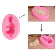 crownroyaljack Sleeping Baby Shape Candy Baking Chocolate Silicone Food Mold, Pink N4