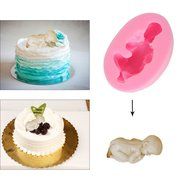 crownroyaljack Sleeping Baby Shape Candy Baking Chocolate Silicone Food Mold, Pink N5