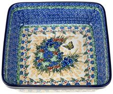 Ceramika Artystyczna Polish Hand Painted Baking Dish 10.5" x 10.5" x 3"