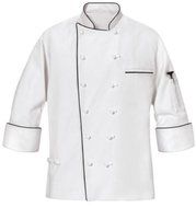 Phoenix Master Chef Coat with Black Piping, Medium