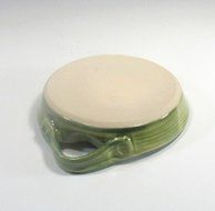 Brie Cheese Baker in Emerald Green Glaze with wooden knife and recipe N6