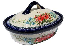 Polish Pottery Oval Casserole Dish From Zaklady Ceramiczne Boleslawiec #1158-237 Art Unikat Signature Pattern,...