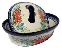 Polish Pottery Oval Casserole Dish From Zaklady Ceramiczne Boleslawiec #1158-237 Art Unikat Signature Pattern,... N2