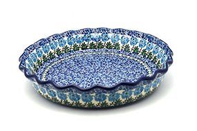 Polish Pottery Baker - Pie Dish - Fluted - Antique Rose