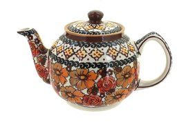 Polish Pottery Autumn Rose Medium Teapot