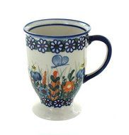 Polish Pottery Spring Butterfly Pedestal Mug