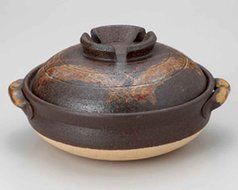 Tetsu-Red Koshi for 6-8 persons 15inch Donabe Japanese Hot pot Brown Ceramic Made in Japan