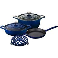 La Cuisine LC 2870MB 6 Piece Pro Enameled Cast Iron Round Casserole/Trivet Cookware Set, Ultramarine Blue