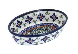 Polish Pottery Mosaic Flower Extra Small Oval Baker