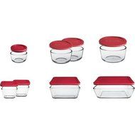 Anchor Hocking 16-Piece Kitchen Food Storage Set with Red Lids
