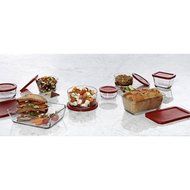 Anchor Hocking 16-Piece Kitchen Food Storage Set with Red Lids N3