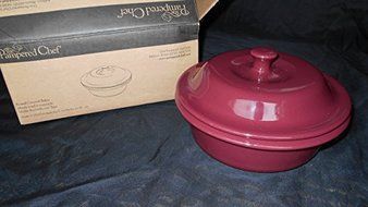 Pampered Chef Cranberry Round Covered Baker N2