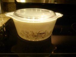 Vintage Pyrex Forest Fancies Mushroom Casserole Dishes with Lid 474-C N2