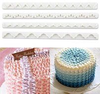 Beauty Clubs 4pcs Frill Edge Lace Riboon Fondant Icing Sugarcraft Cake Decorating Mold Cutter N3