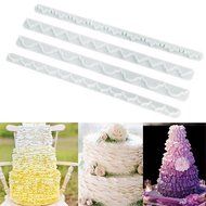 Beauty Clubs 4pcs Frill Edge Lace Riboon Fondant Icing Sugarcraft Cake Decorating Mold Cutter N4