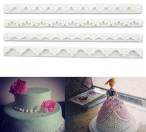Beauty Clubs 4pcs Frill Edge Lace Riboon Fondant Icing Sugarcraft Cake Decorating Mold Cutter N7