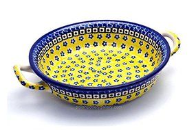 Polish Pottery Baker - Round with Handles - Medium - Sunburst
