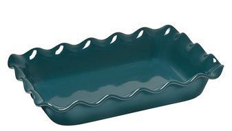 Emile Henry Blue Flame Ruffled Rectangular Baker 10 X 14