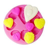 FOUR-C 3D Embossing Mold Hearts Silicone Cup Cake Mould Color Pink