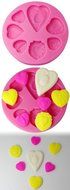 FOUR-C 3D Embossing Mold Hearts Silicone Cup Cake Mould Color Pink N2