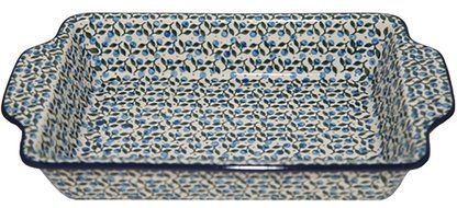 New Polish Pottery RECTANGULAR BAKER WITH HANDLES Boleslawiec CA Pattern 1658