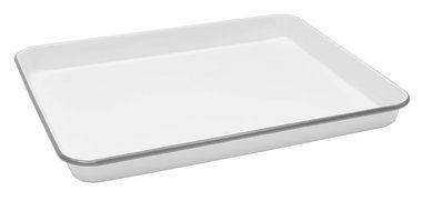 Enamelware Jelly Roll Tray - Solid White with Red Rim N2