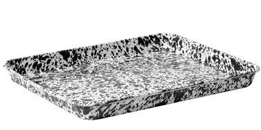 Enamelware Jelly Roll Tray - Solid White with Red Rim N3