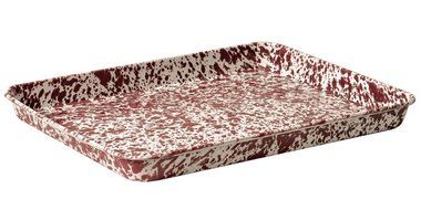 Enamelware Jelly Roll Tray - Solid White with Red Rim N4