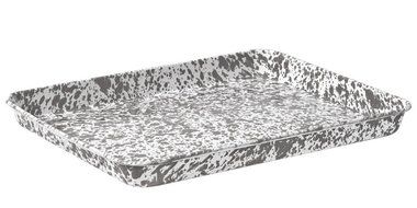 Enamelware Jelly Roll Tray - Solid White with Red Rim N6