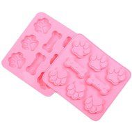 JLHua 2 Pack Food Grade Large Mats Trays, Puppy Pets Dog Paws &amp; Bones Silicone Baking Molds, Bake Dog Treats For... N2