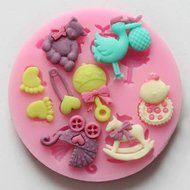 Baby Pram Bear Carrousel Silicone Fondant Cake Mold