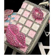 EVTECH(TM) Universal Car Smart Key Chain Leather Holder Cover Case Fob Remote 3D Handmade Luxury Shining Glitter...