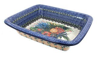 Polish Pottery Summer Blooms Small Rectangular Baker