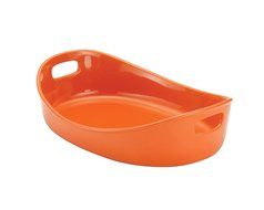 Rachael Ray 50607 Stoneware Bubble and Brown Oval Baker, 2-1/4 quart, Orange N2