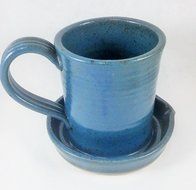 Aunt Chris' Pottery - Heavy Hand Made - Clay Bacon Cooker - Unique New Way of Cooking Bacon - Primitive Blue Glazed