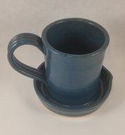 Aunt Chris' Pottery - Heavy Hand Made - Clay Bacon Cooker - Unique New Way of Cooking Bacon - Primitive Blue Glazed N2