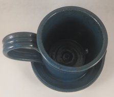 Aunt Chris' Pottery - Heavy Hand Made - Clay Bacon Cooker - Unique New Way of Cooking Bacon - Primitive Blue Glazed N3