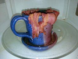 Aunt Chris' Pottery - Heavy Hand Made - Clay Bacon Cooker - Unique New Way of Cooking Bacon - Primitive Blue Glazed N6