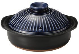New 7.5 Inch Ginpo Kikka Donabe/Casserole Blue Lid Japanese by Kinpo
