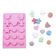 Yunko Silicone Mold Tray 14-cavities Gingerbread Boy Girl Flowers Star Leaf Shell Heart Shape Chocolate Sugar...