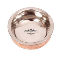Indian Craft Villa Handmade Traditional Steel Copper Bottom Serving Handi Restaurant Ware Hotel Ware Home 2.5"... N3