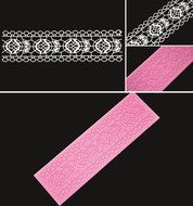 FOUR-C Silicone Baking Mat Embossed Lace Pad Cake Decorating Mold for Sugarcraft Color Pink N2
