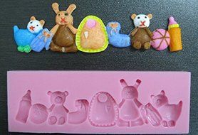HSE Rabbit bear feeding bottle Silicone Mold Animal 3D silicone Molds Cakes chocolate for soap fondant
