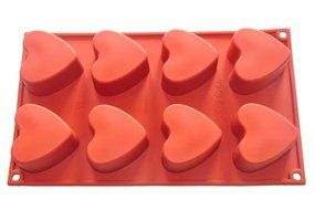 FOUR-C Kitchen Tools Silicone Cake Pans Heart Baking Molds Color Purplish Red
