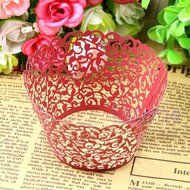 Zjzhao shop Hollow Out Clouds Pattern Cake Paper Wrapper Cupcake Wedding Decor Supply (Red)