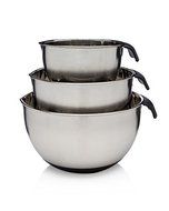 Francois et Mimi 16/20/24cm Food-Grade 3-Piece Stainless Steel Mixing Bowl Set with Easy-Grip Silicone Handles...