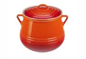 Le Creuset Heritage Stoneware Covered Bean Pot, 4-1/2-Quart, Flame