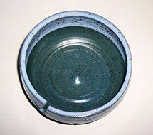 &quot;ABC Products &quot; - Hand Made Clay Glazed Yarn Bowl - With Hole Shaped Like Hook To Guide The Yarn Through - 2 Holes... N2