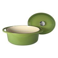 Artland La Maison Cast Iron Oval Casserole Dish, 5-Quart, Green N2